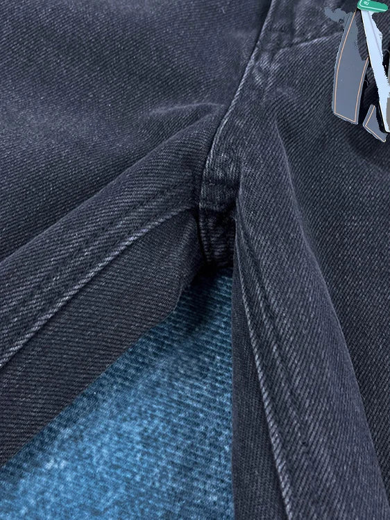 Jean noir 90 % coton pour homme, coupe droite, style japonais délavé, coupe ample, style minimaliste tendance pour le printemps et l'automne