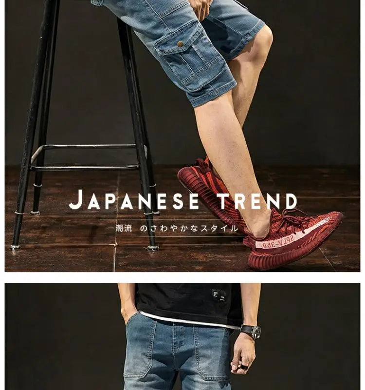 Summer Fashion Denim Jeans for Men Designer Knee Length Shorts Capri Loose Straight Leg Slim Casual Punk Workwear Cargo Shorts