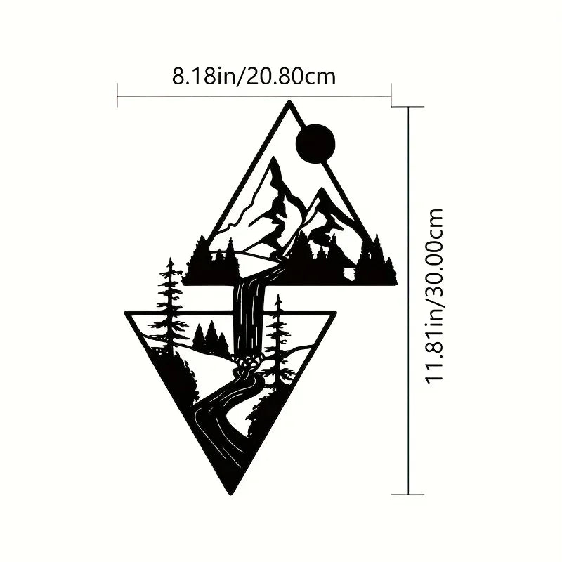 Stunning Mountain Wall Art - Mountain Waterfall Metal Wall Ornaments for Home Decor. Modern Art Wall Ornaments