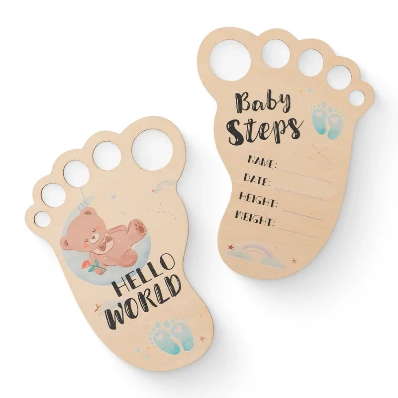 Baby Milestone Number Monthly Memorial Cards For Newborn Baby Paper Wooden Engraved Age Photography Accessories Birthing Gift