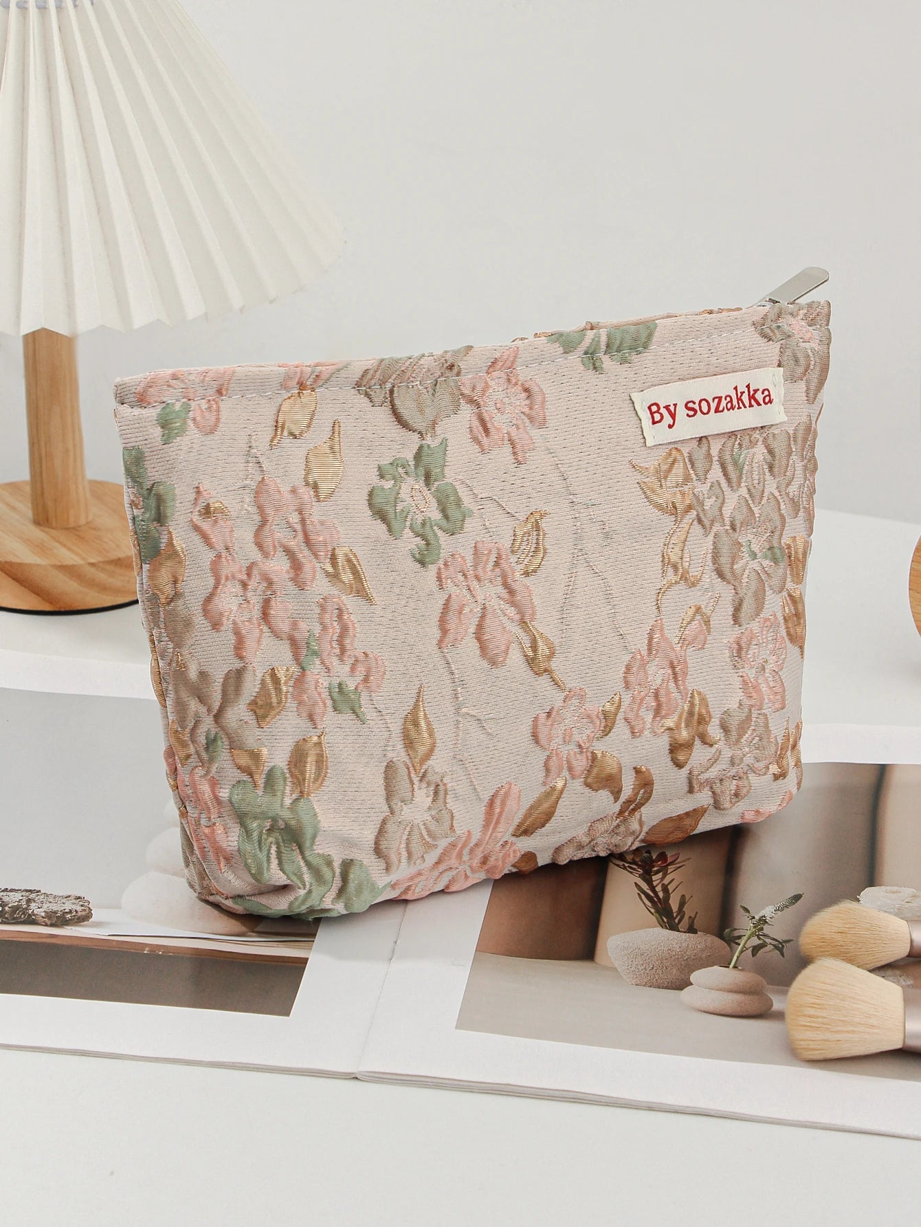 1pc/set jacquard makeup bag, cute floral makeup  bag, holiday gift clutch makeup bag, makeup storage bag