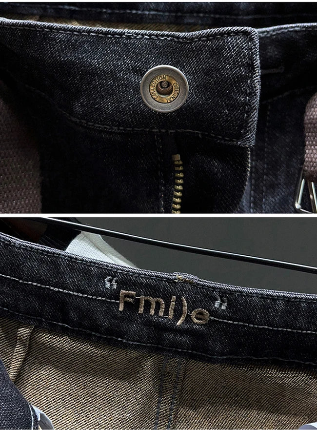 Tapered Jeans for Men's Clothing Autumn New Fashion Embroidered Korean Harem Pants Casual Stretch Black Denim Trousers
