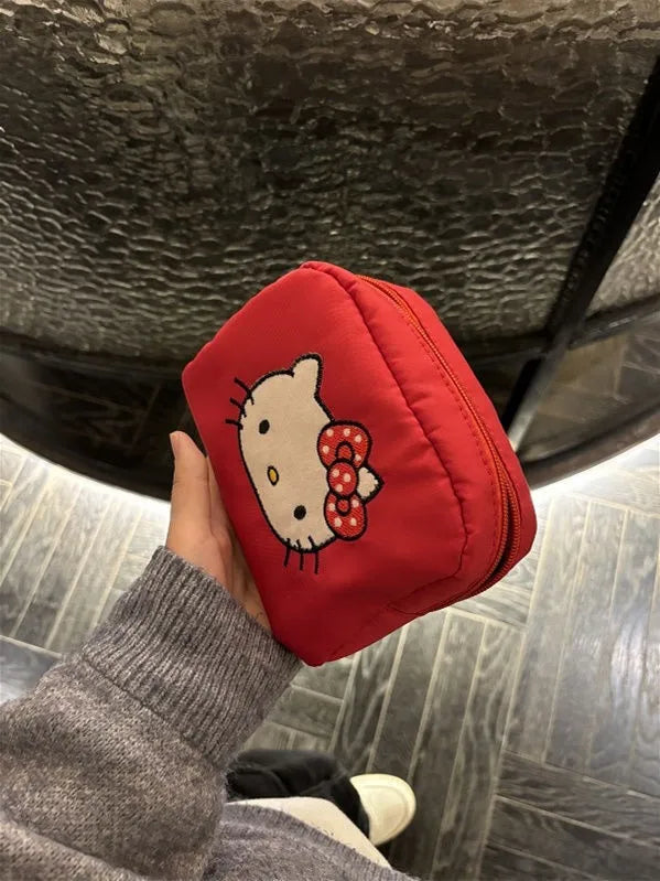 Cartoon HelloKitty Small Makeup Bag Cute Girl Portable Handheld Makeup Bag Makeup Storage Bag