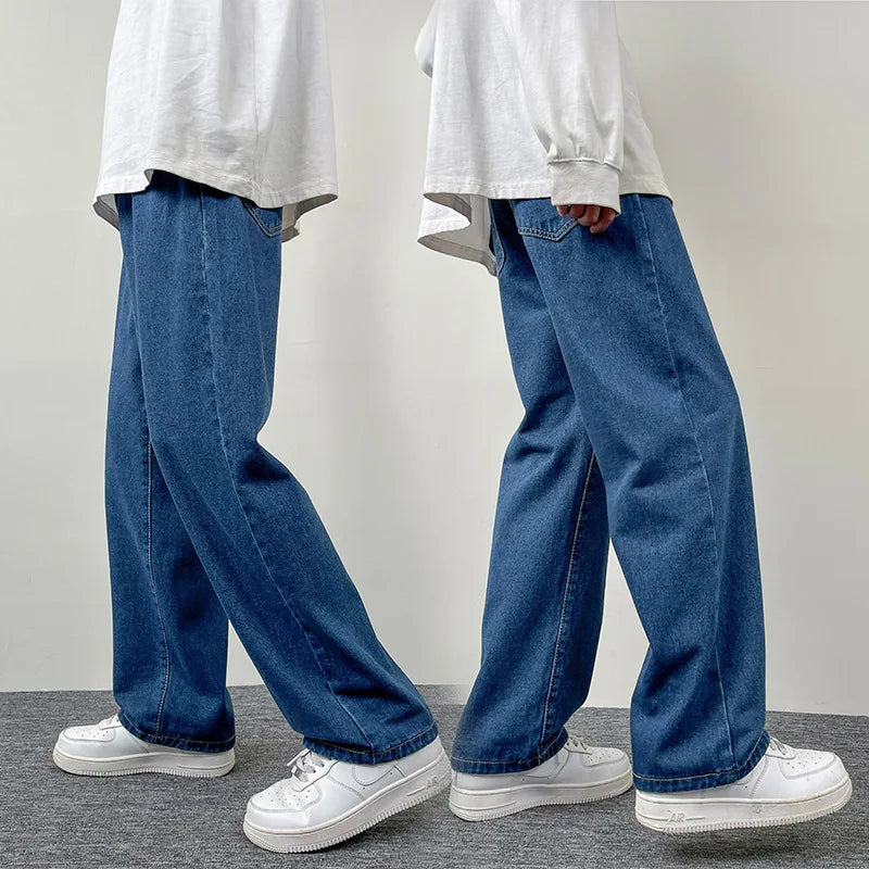 2025 New Men's Casual Jeans | Korean Euro US Style | Straight & Wide Leg Denim Pants | Solid Color Trendy Design