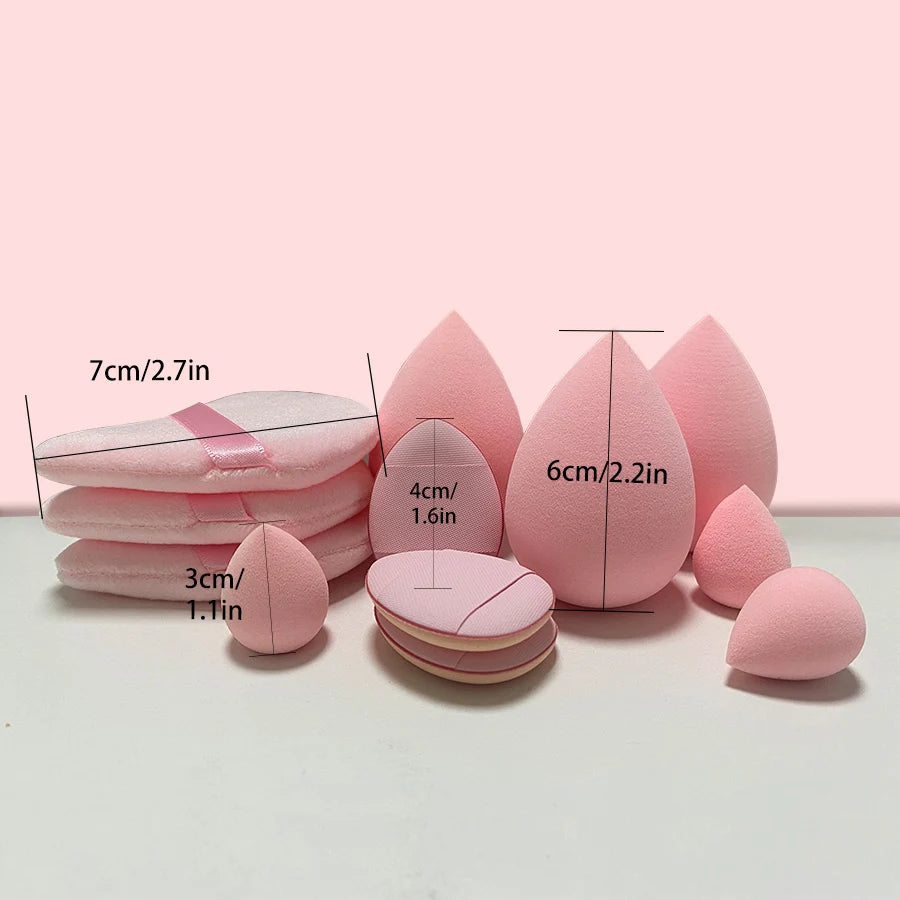 Ensemble d'outils de maquillage 12 pièces, taille géante, œuf de maquillage doux, poudre de maquillage adaptée au maquillage de base, réglage du maquillage d'angle, maquillage novice