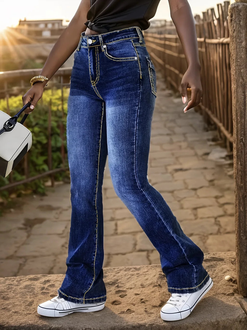 Women's embroidered jeans - slim fit, elastic, trendy, elegant and avant-garde, suitable for all seasons casual wear