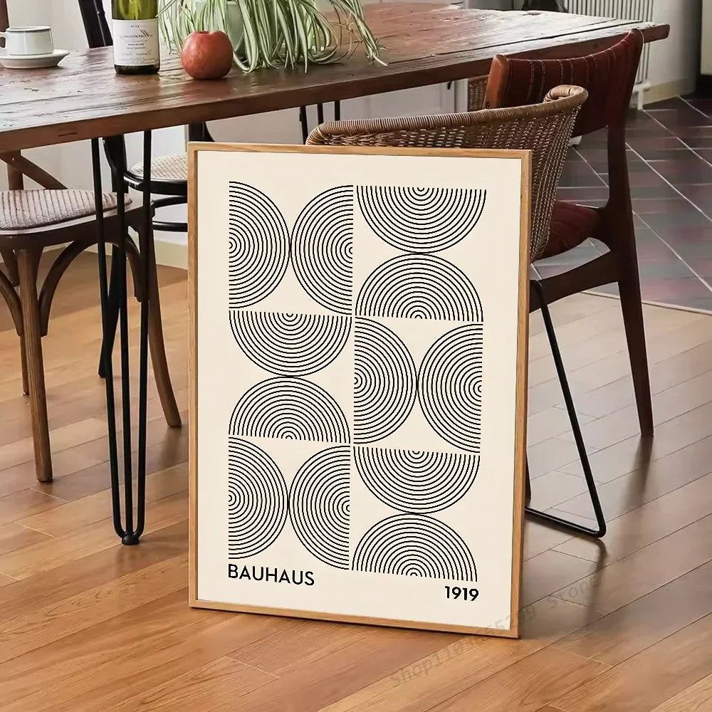 Affiche murale géométrique abstraite de style Bauhaus, impression sur papier, décoration pour la maison, la chambre, l'entrée, le bar ou le café