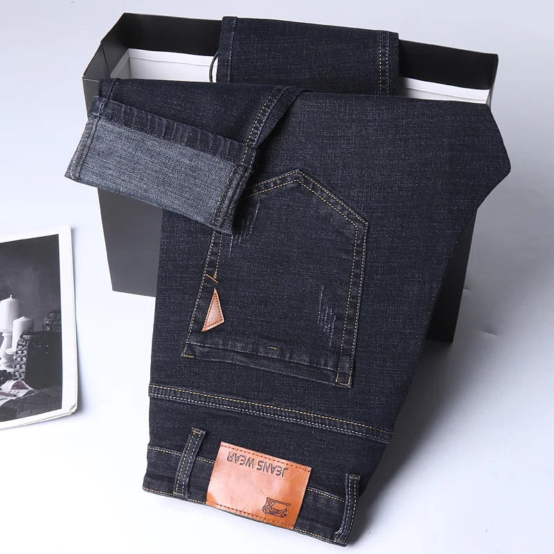 Jeans droits pour hommes, nouvelle collection 2024, pantalon slim extensible, confortable et doux, pantalon en denim pour hommes, vêtements de marque