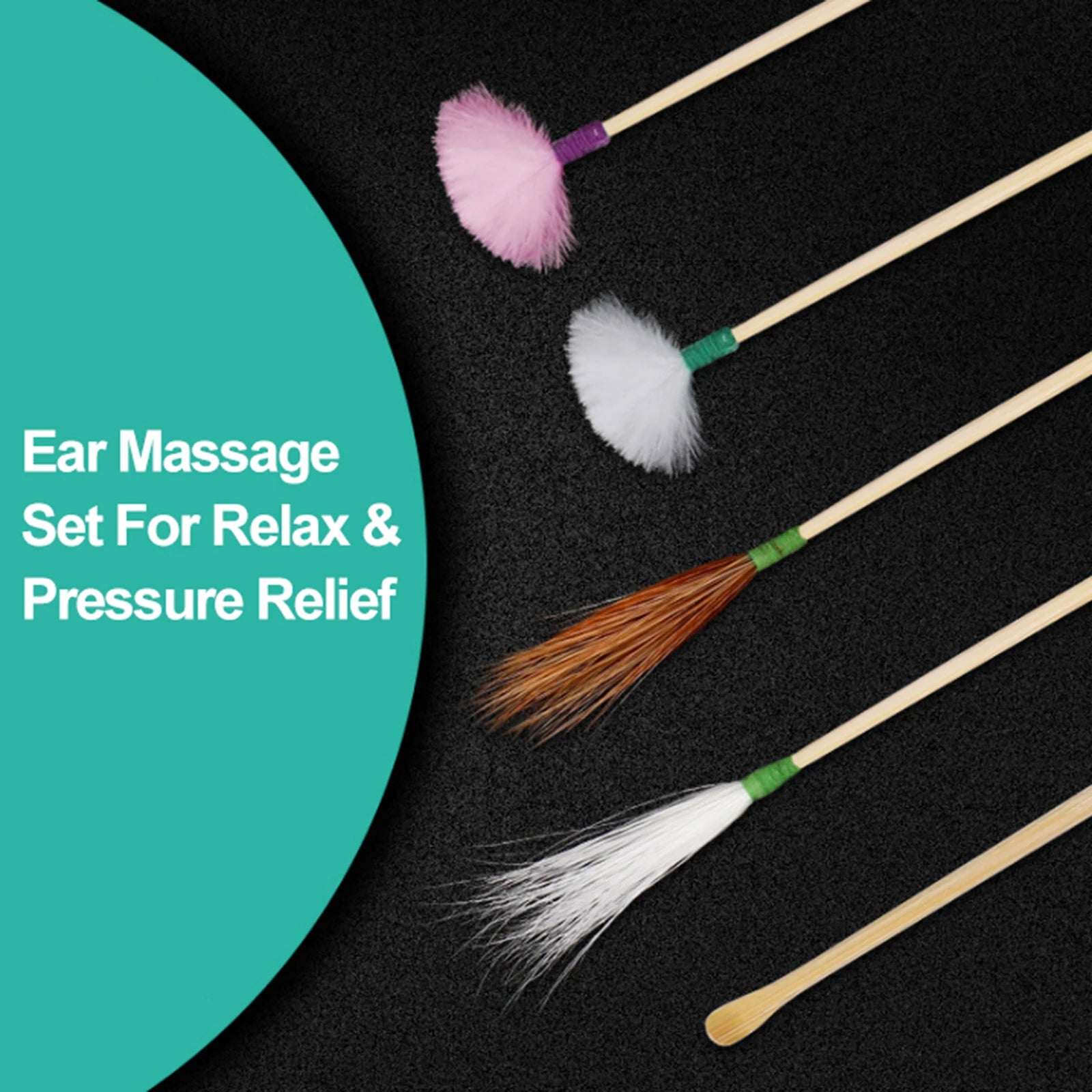 Ensemble de 10 masseurs d'oreilles, kits de nettoyage de cérumen, cure-oreille en plumes d'oie, dissolvant de cérumen, curette lumineuse, cure-oreille en plumes, cuillère en spirale