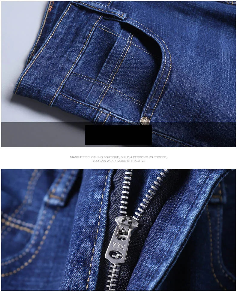 Jeans droits pour hommes, nouvelle collection 2024, pantalon slim extensible, confortable et doux, pantalon en denim pour hommes, vêtements de marque