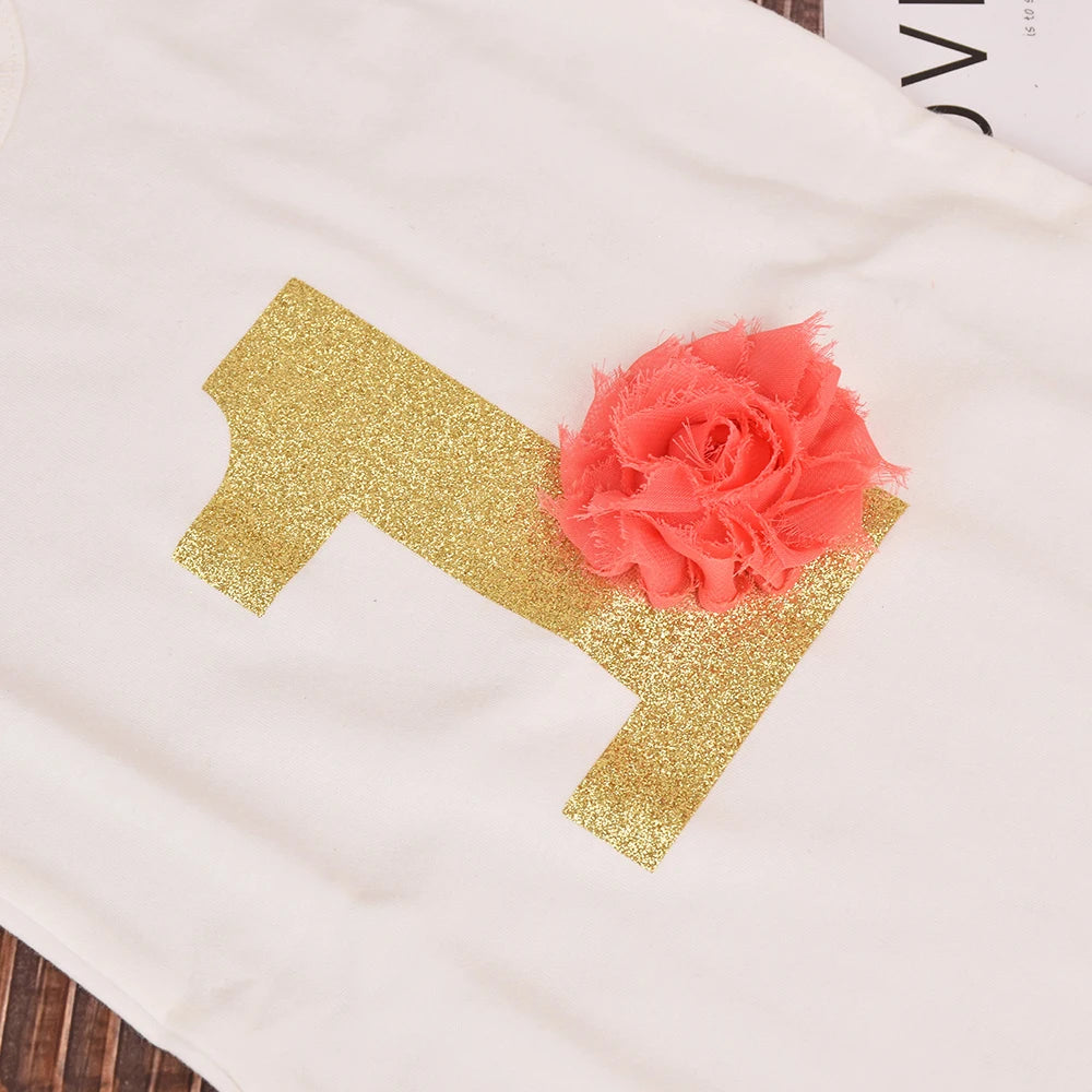 Baby Girl First 1st Birthday Party Dress Cute Christening Outfits One Year Baby Girl Bodysuit and Tutu Dress Newborn Set