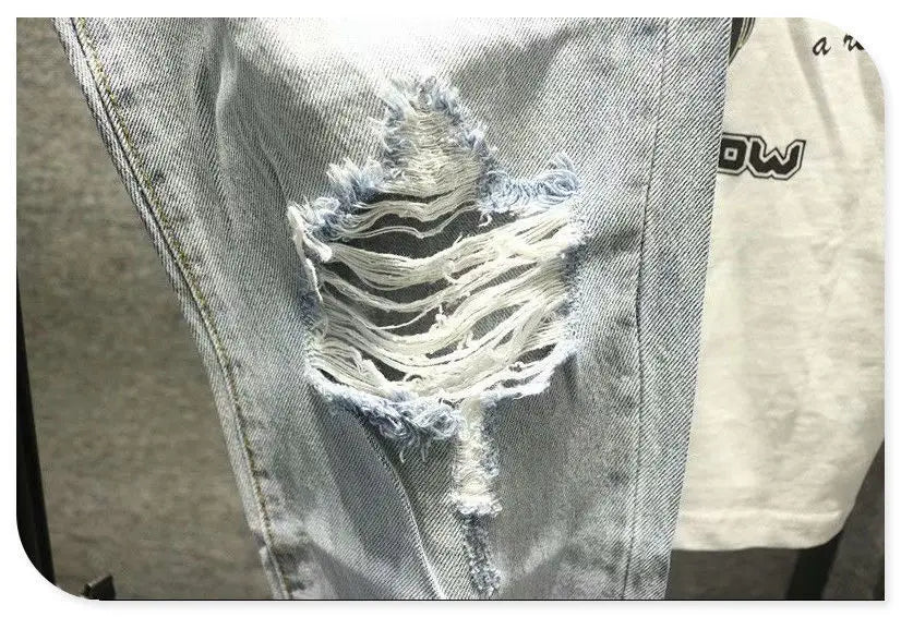 Ripped Jeans for Men 2022 Vintage Clothes Patch Hole Beggar Pants Jean Baggy Light Color 90s Streetwear Vintage Trousers