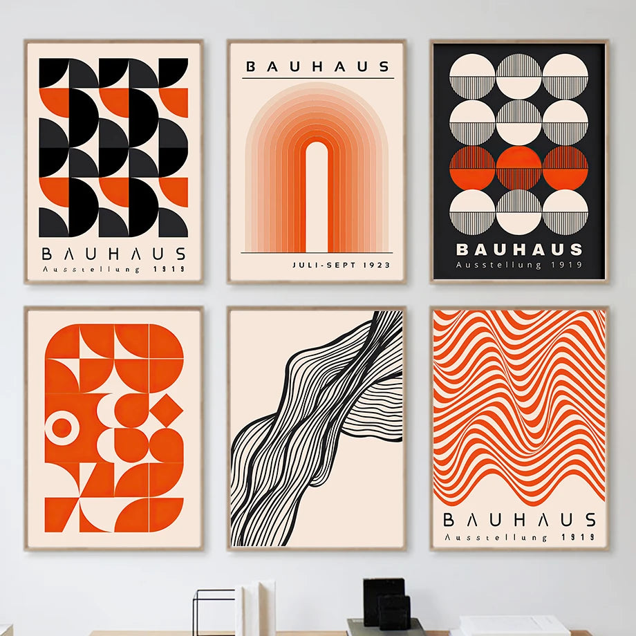 Bauhaus Geometric Lines Rainbow Wall Art Posters Prints Nordic Abstract Canvas Painting Hotel Bar Pictures For Living Room Decor