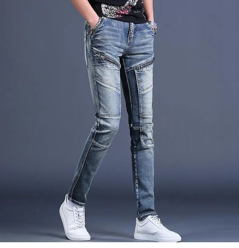 Streetwear Trending Slim Denim Jeans for Men Casual Spring Autumn Luxury Men's Clothing Slim Fit Jeans Men Washed Trousers Male