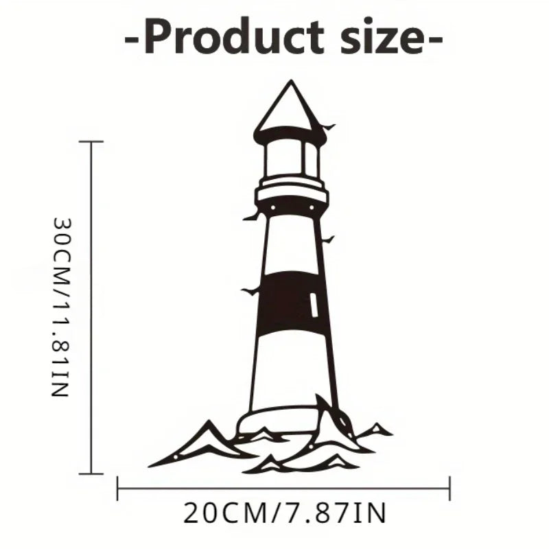 1pc Metal Wall Art Decor - Lighthouse Wall Sculpture - Metal Outdoor Wall Art for Living Room, Bedroom, or Bathroom