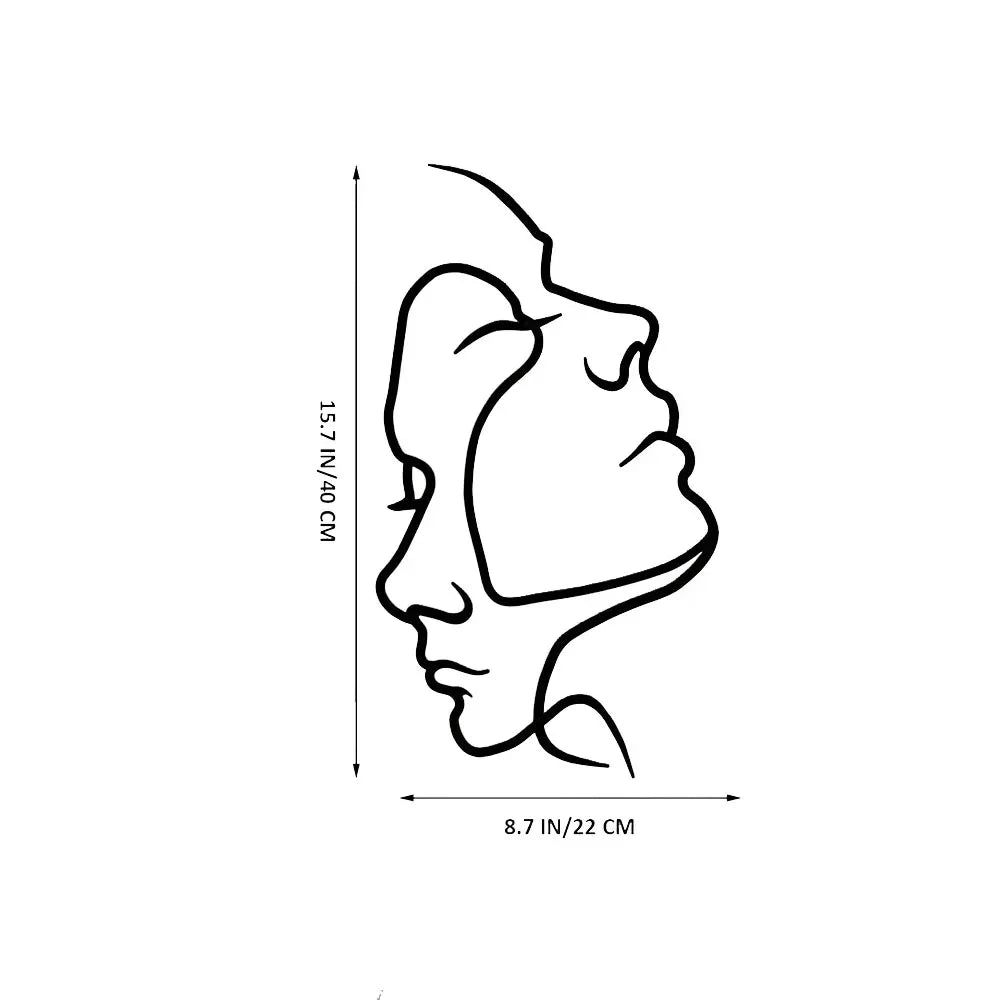 Facial Line Wall Decoration: Stylish Metal Wall Art, Abstract Iron Wall Sculpture for Modern Black Home Hanging Decor