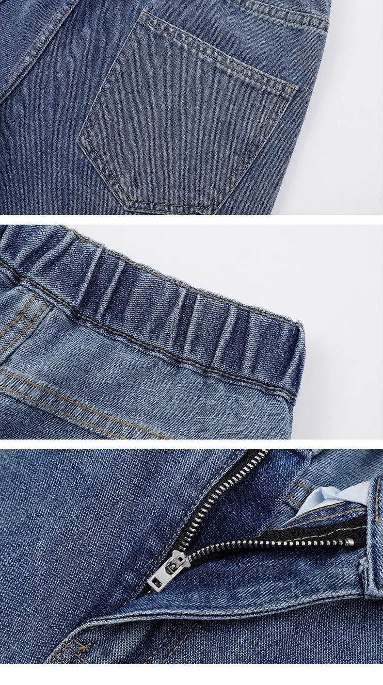 Jean long décontracté pour homme, style coréen, classique, droit, jambes larges, couleur unie, bleu clair, gris, noir, 2025