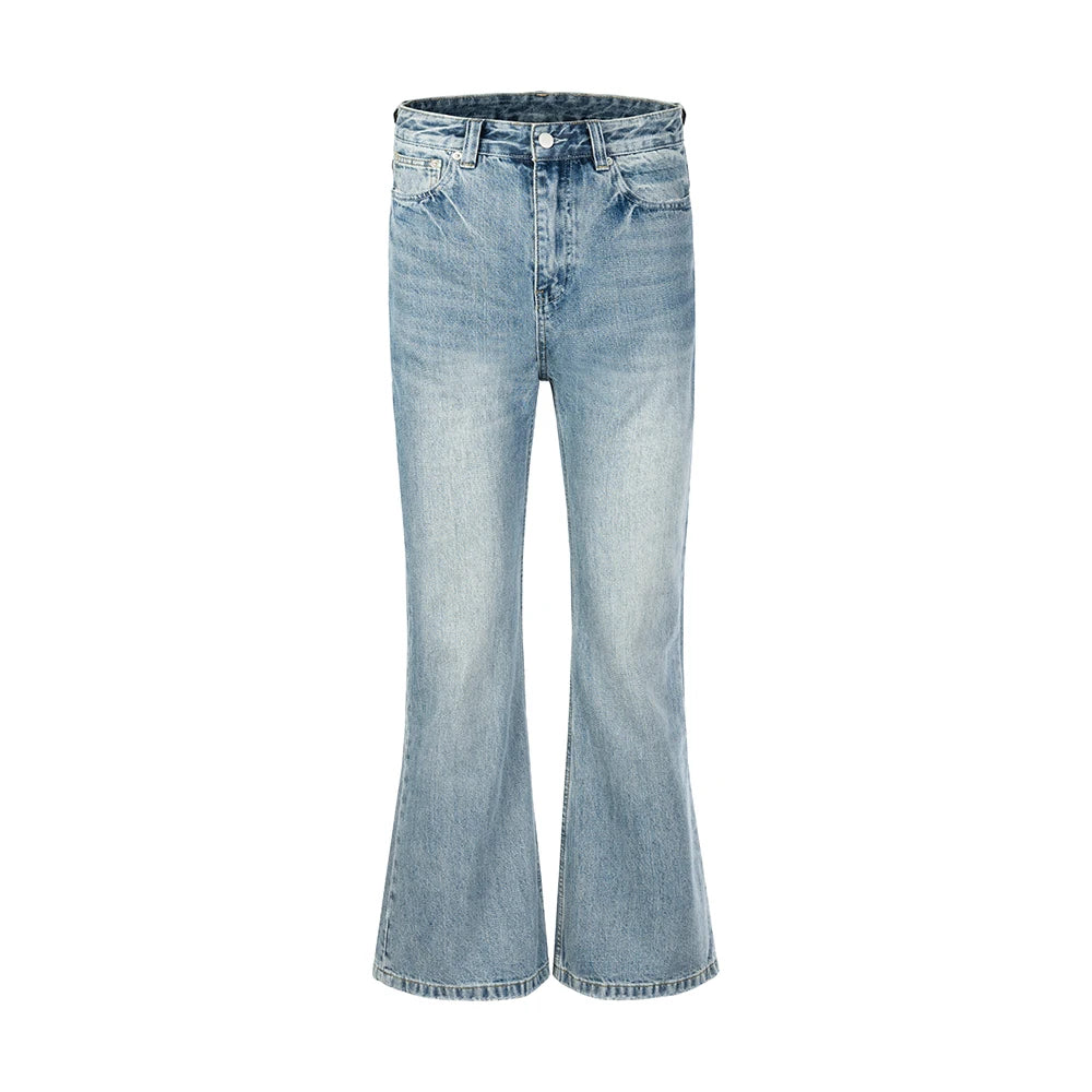 Streetwear Washed Boot Cut Blue Jeans for Men Vintage Y2k Baggy Flare Pants Unisex Pantalones Hombre Denim Trousers Oversized