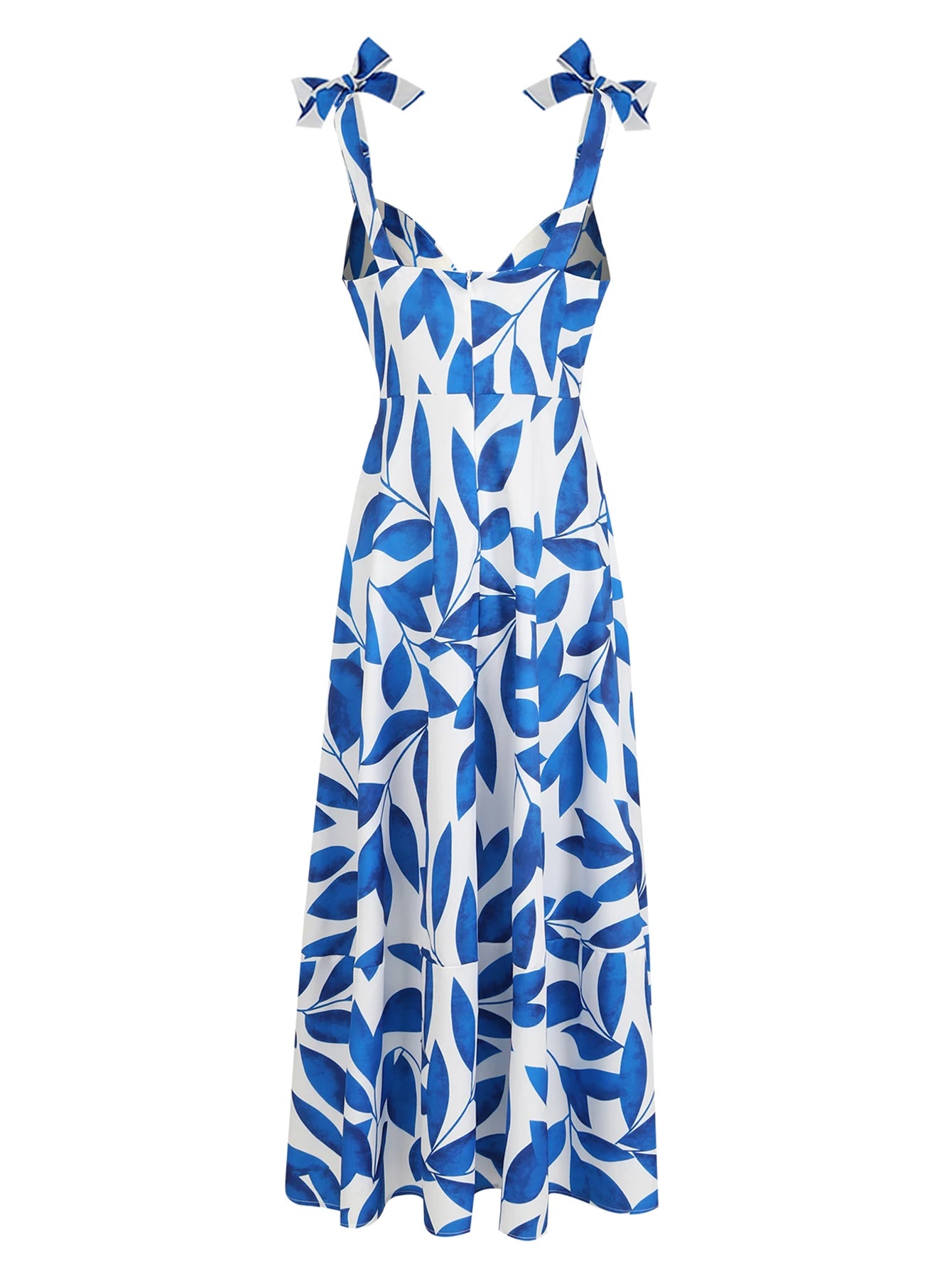 2024 Summer Print Long Dress Women Clothing Lace Up Sling Party Dresses Pattern Strappy Ladies Hollow Out V-Neck Beach Vestidos