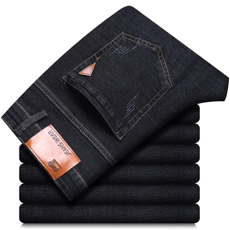 Jeans droits pour hommes, nouvelle collection 2024, pantalon slim extensible, confortable et doux, pantalon en denim pour hommes, vêtements de marque