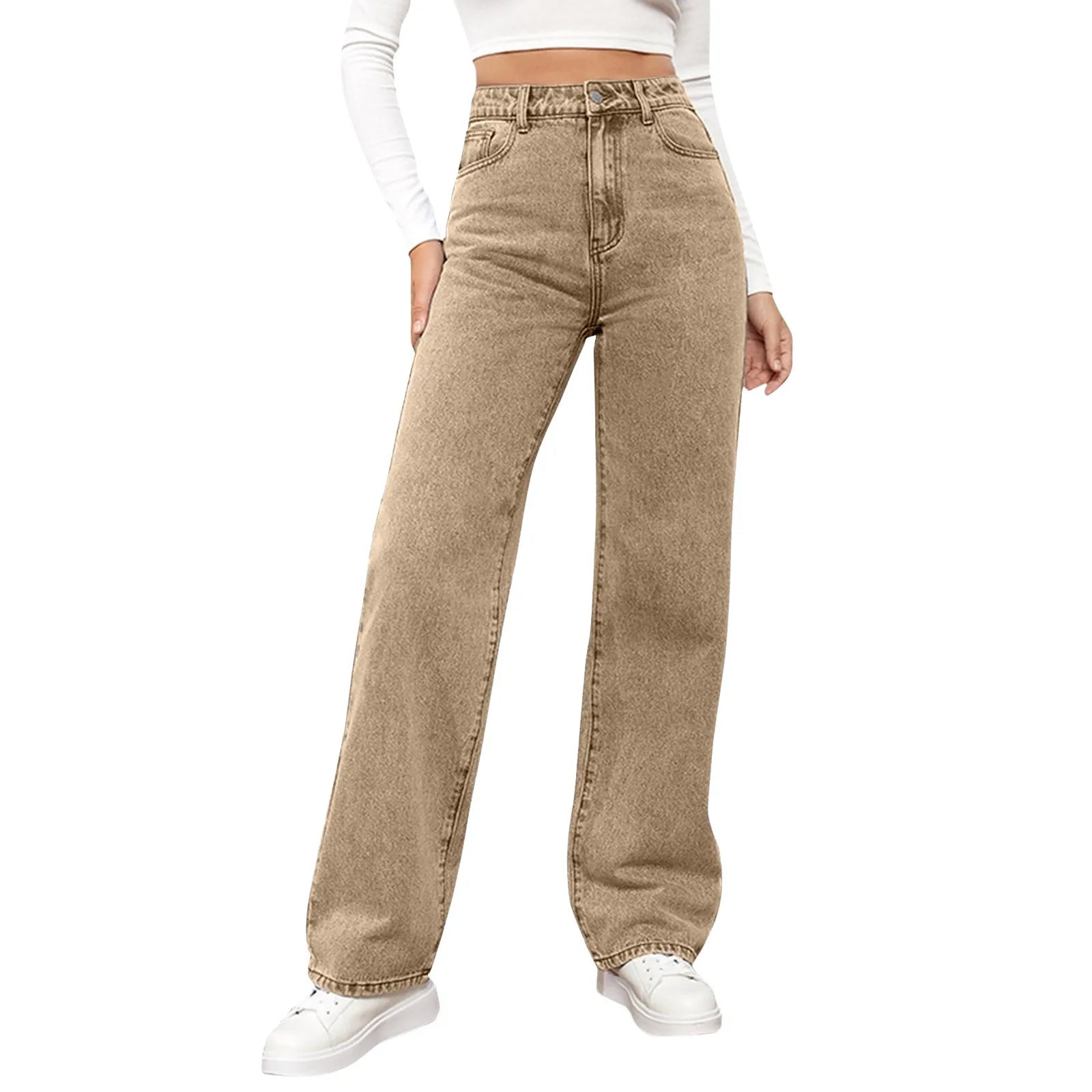 Women's High Waist Washed Women's Jeans Fashionable Versatile Straight Leg Pants Jeans Women Jean Pants Women Jeans Women 2025