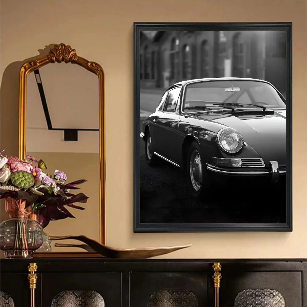 Affiche de voiture de luxe en noir et blanc, décoration murale moderne et tendance, affiche HD, décoration pour la maison, le bar, le café, peinture murale