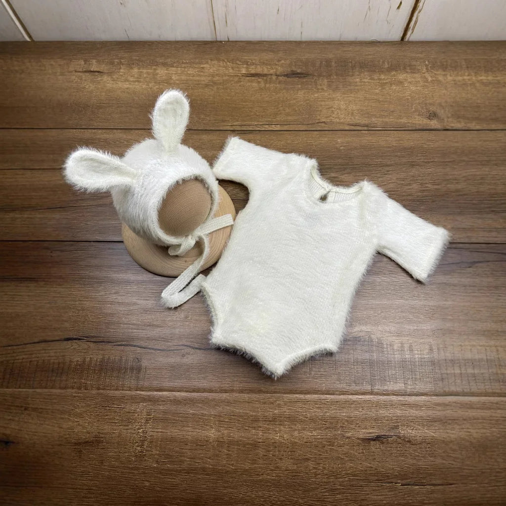 Newborn Day Photography Clothing Baby Cute Bunny Photography Clothing Set Baby Handmade Knitwear Growth Souvenir