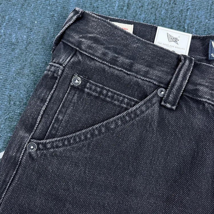 90% Cotton Black Jeans for Men Straight-leg Denim Pants Japanese Washed Retro Loose-fit Spring and Fall Trendy Minimalist Style