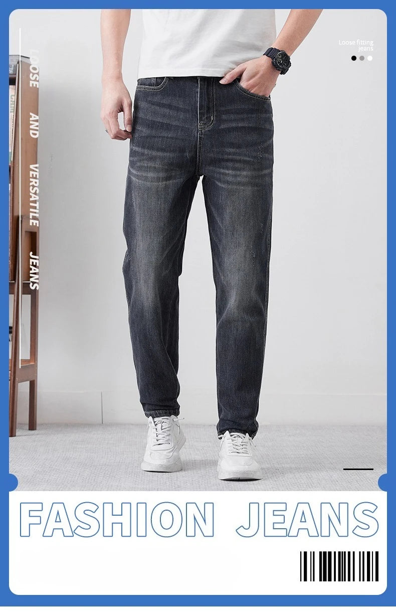 Men's Casual Jeans 2025 New Fashion Loose Tapered Pants Comfortable Personalized Vintage Male Clothes Denim Trousers