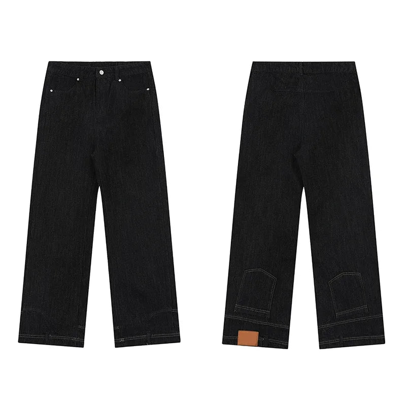 New Men Wide Leg Harajuku Fashion Jeans Male Daily Designer Casual Denim Pants Popular Baggy Aesthetic Streetwear Denim Trousers