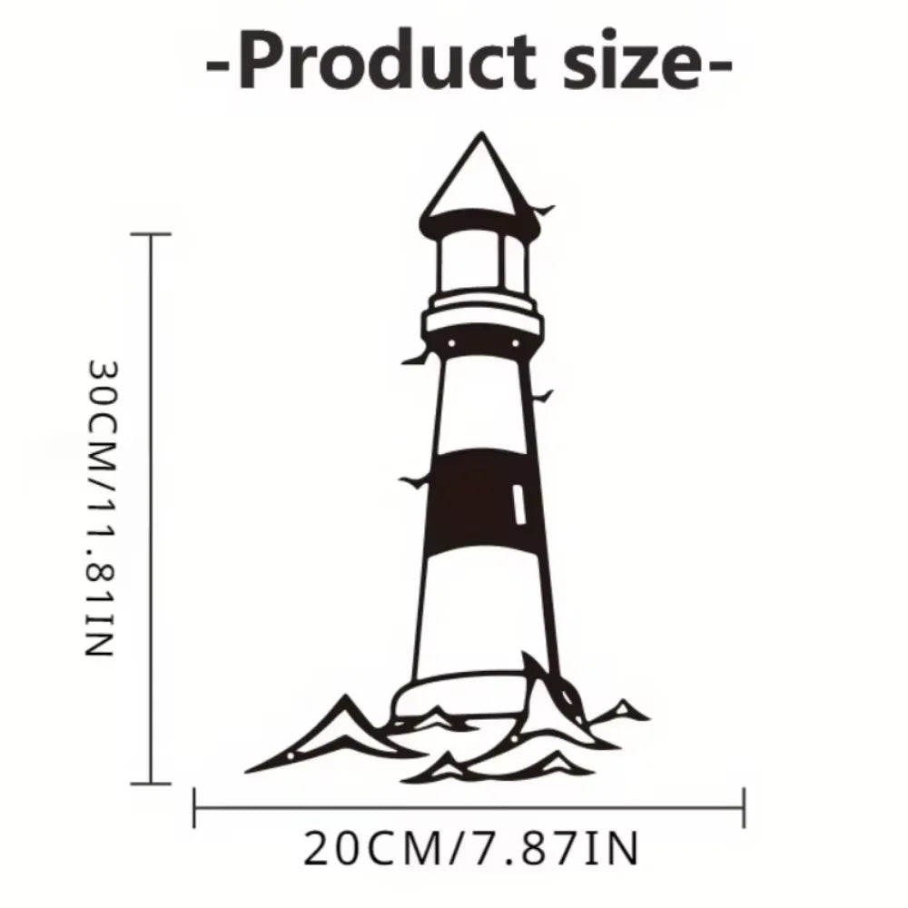 1pc Metal Wall Art Decor - Lighthouse Wall Sculpture - Metal Outdoor Wall Art for Living Room, Bedroom, or Bathroom