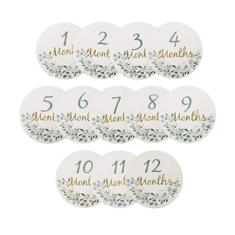Baby Milestone Number Monthly Memorial Cards For Newborn Baby Paper Wooden Engraved Age Photography Accessories Birthing Gift