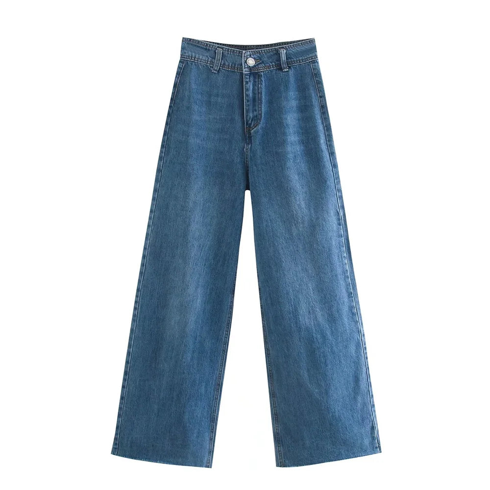 2023 New Women's Wear High Quality Fashion High Waist Straight Slender Wide Leg Jeans