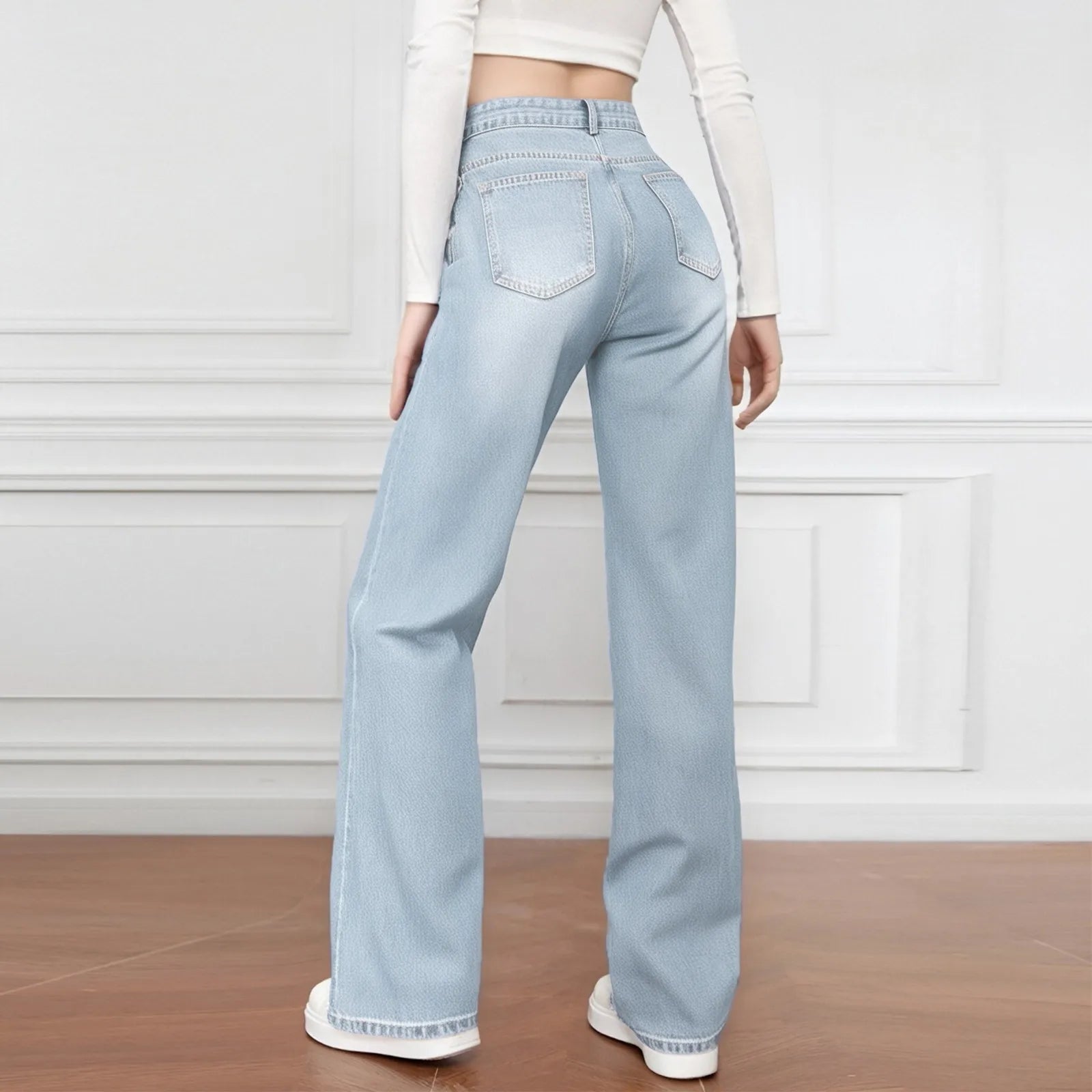 Women's High Waist Washed Women's Jeans Fashionable Versatile Straight Leg Pants Jeans Women Jean Pants Women Jeans Women 2025