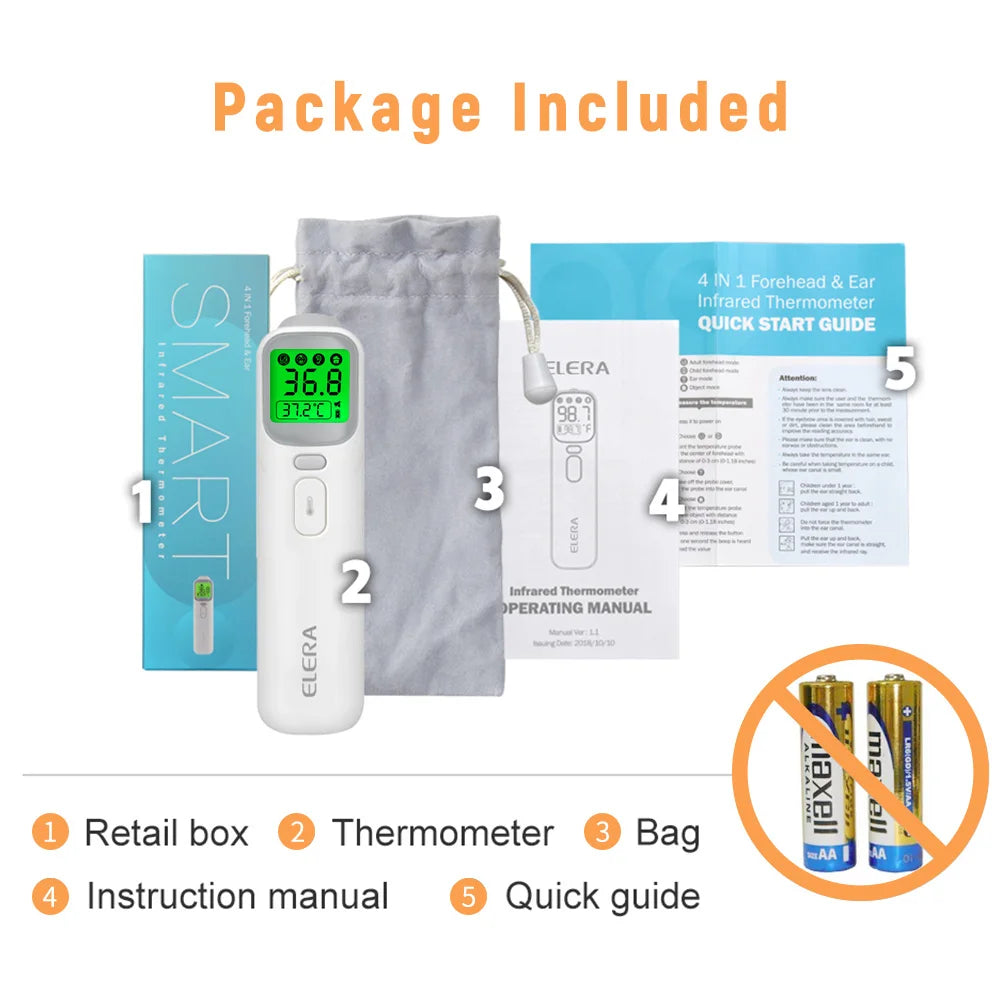 ELERA Infrared Digital Thermometer Forehead Ear Body Fever Termometre Medical Non-contact Temperature Measurement Device
