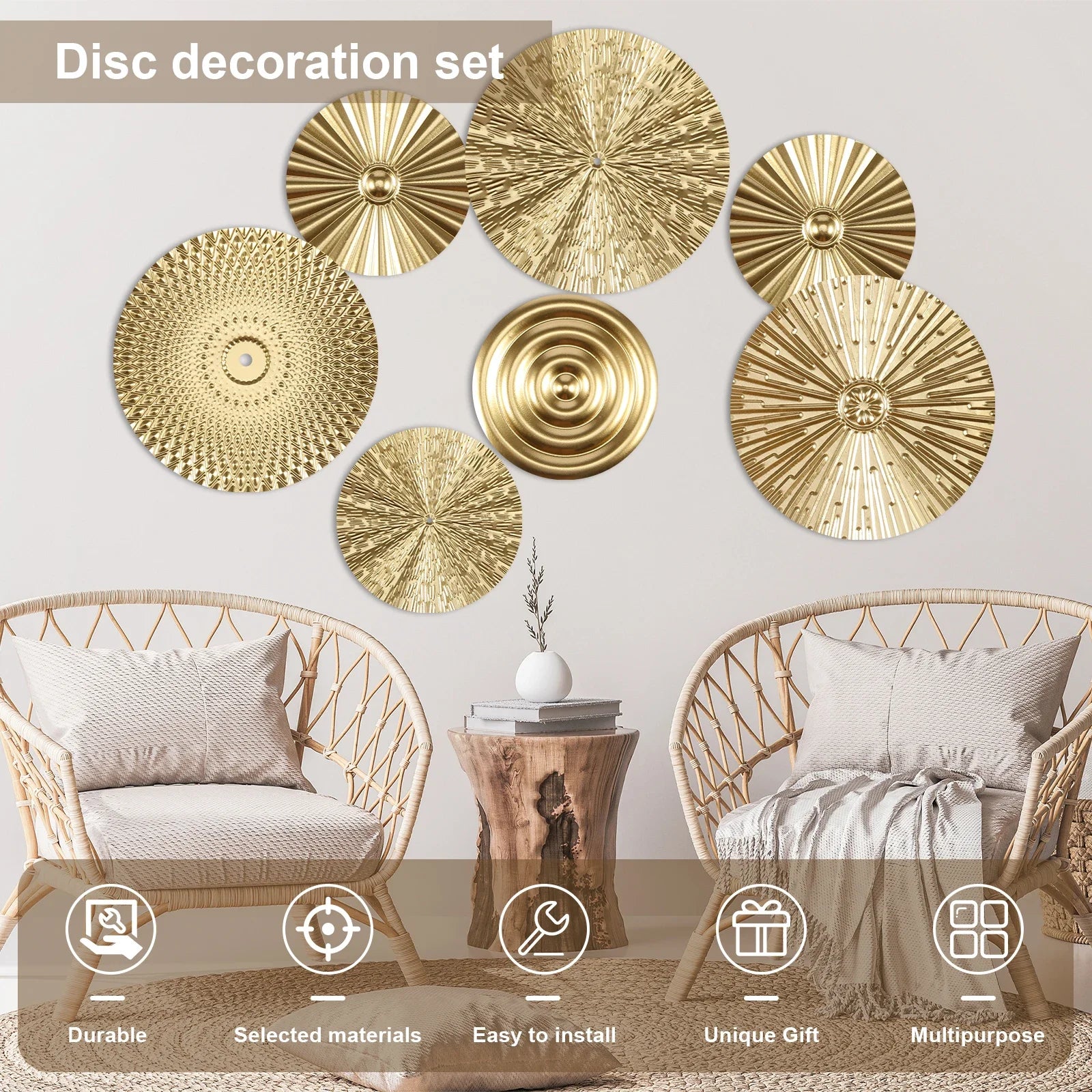 Gold Wall Decor Metal Gold Wall Art Minimalist Gold Wall Decoration Hangable Gold Wall Home Decor Exquisite Gold Wall Hanging
