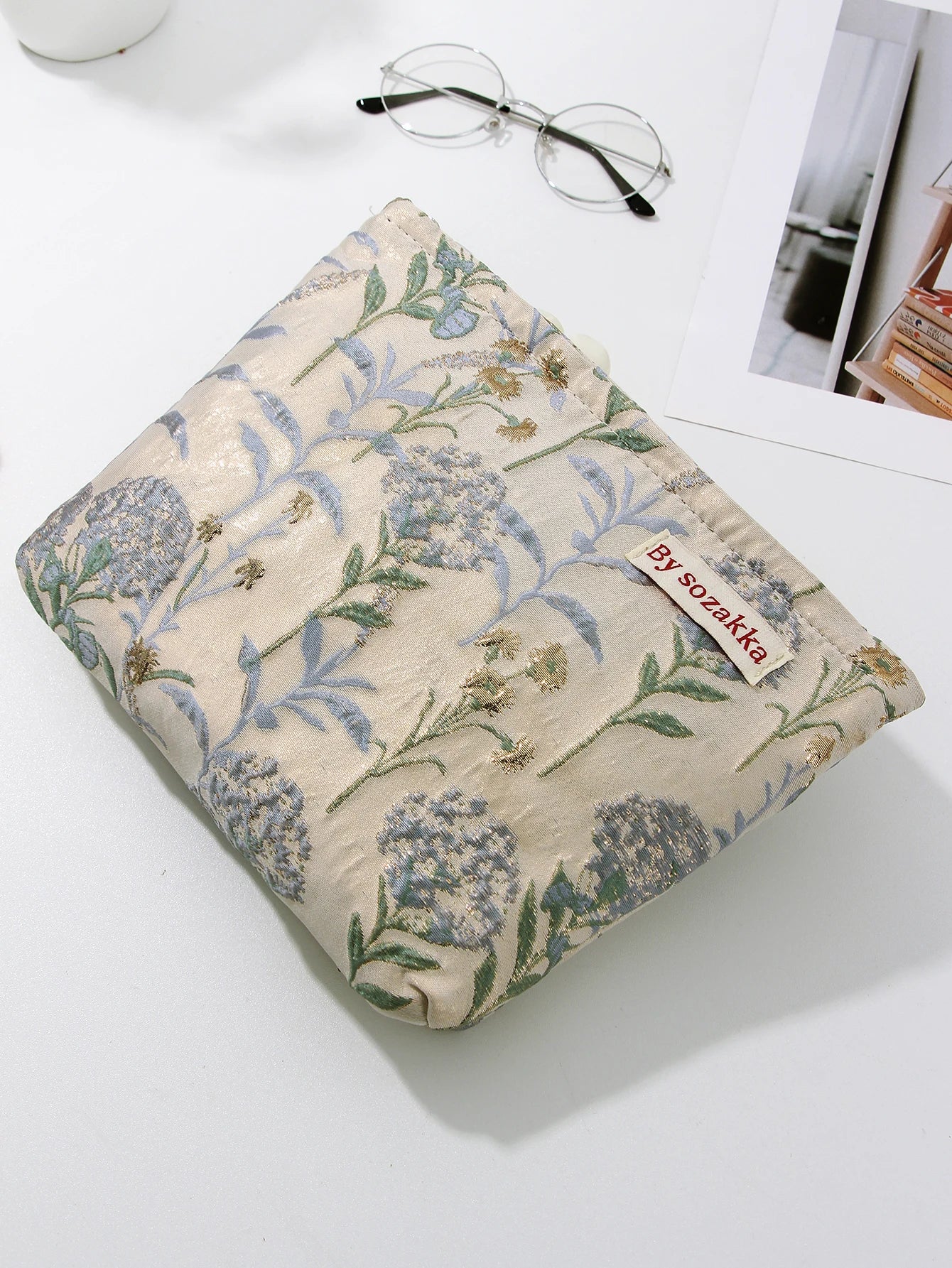 1pc/set jacquard makeup bag, cute floral makeup  bag, holiday gift clutch makeup bag, makeup storage bag