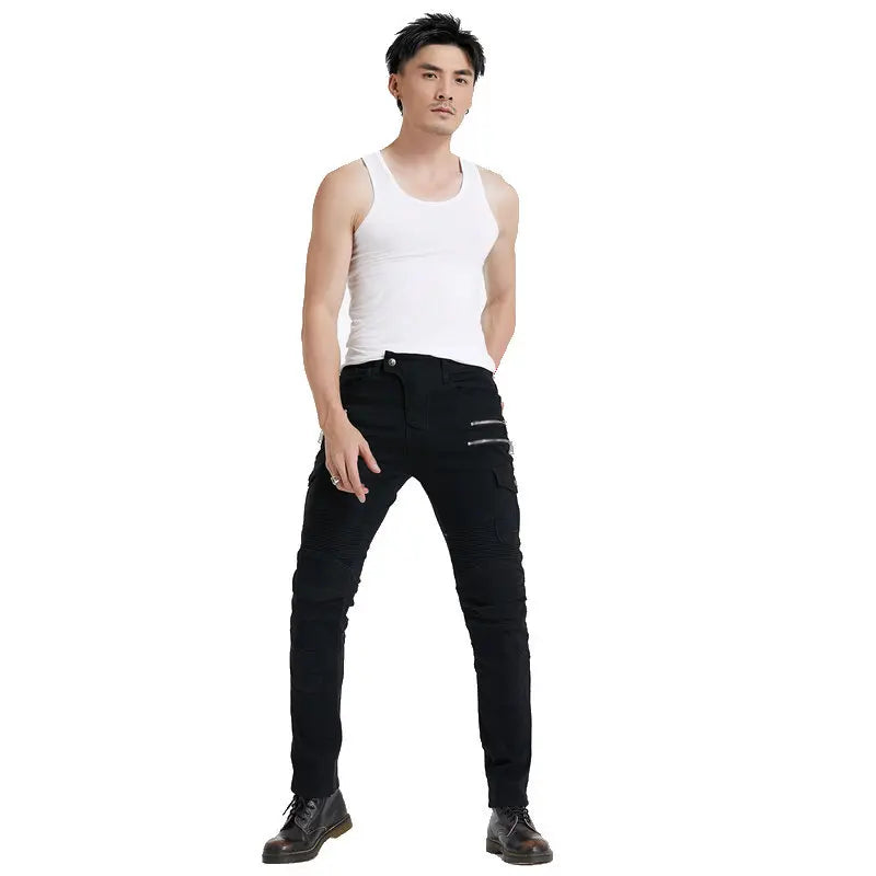 Motorcycle Riding Jeans Pants Men's Workwear Multi-Pocket Motocross Pants Outdoor Fall Protection Moto Trousers CE Protective