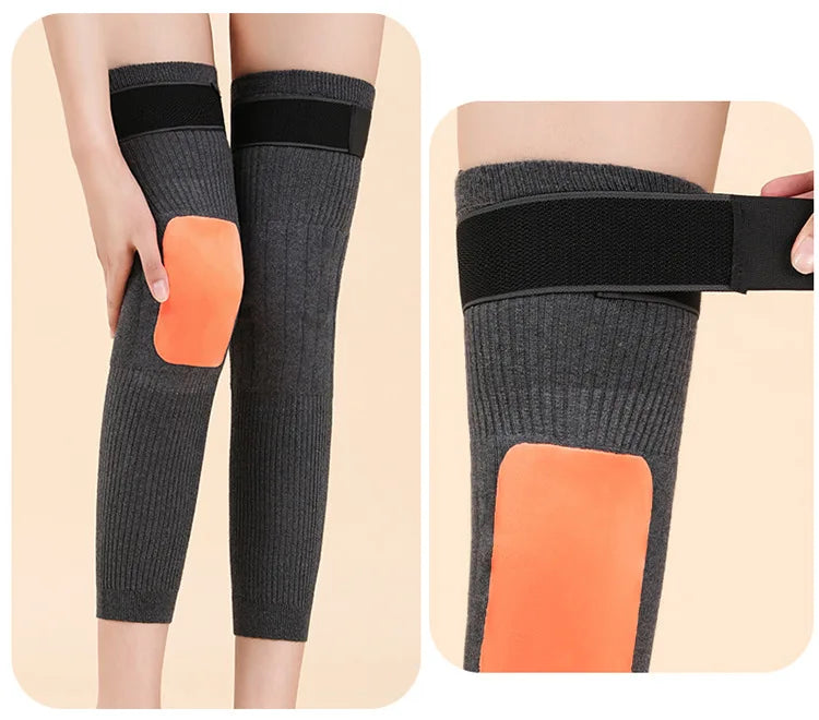 1 Pair Thermal Cashmere Knee Leg Warmers Stretchy Knee Brace Winter Warm Leg Sleeves Kneepads Muscle Joint Care Knee Support Pad