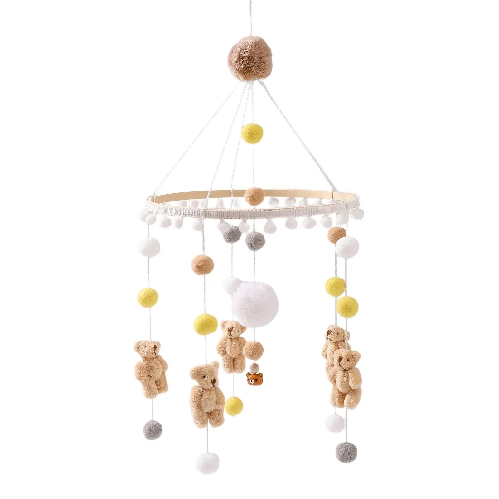 Baby Wooden Bedbell Bracket 0-12 Months Bed Bell Bracket Wooden Mobile Newborn Crochet Bed Bell Hanging Toys Newbaby Rattle Toys