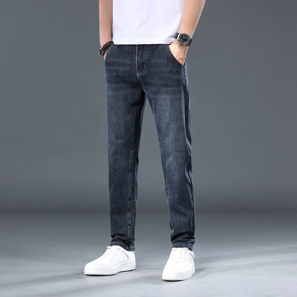 Jean ample (légèrement extensible) pour homme, décontracté et polyvalent, coupe haute et slim, à porter toute l'année, 2025