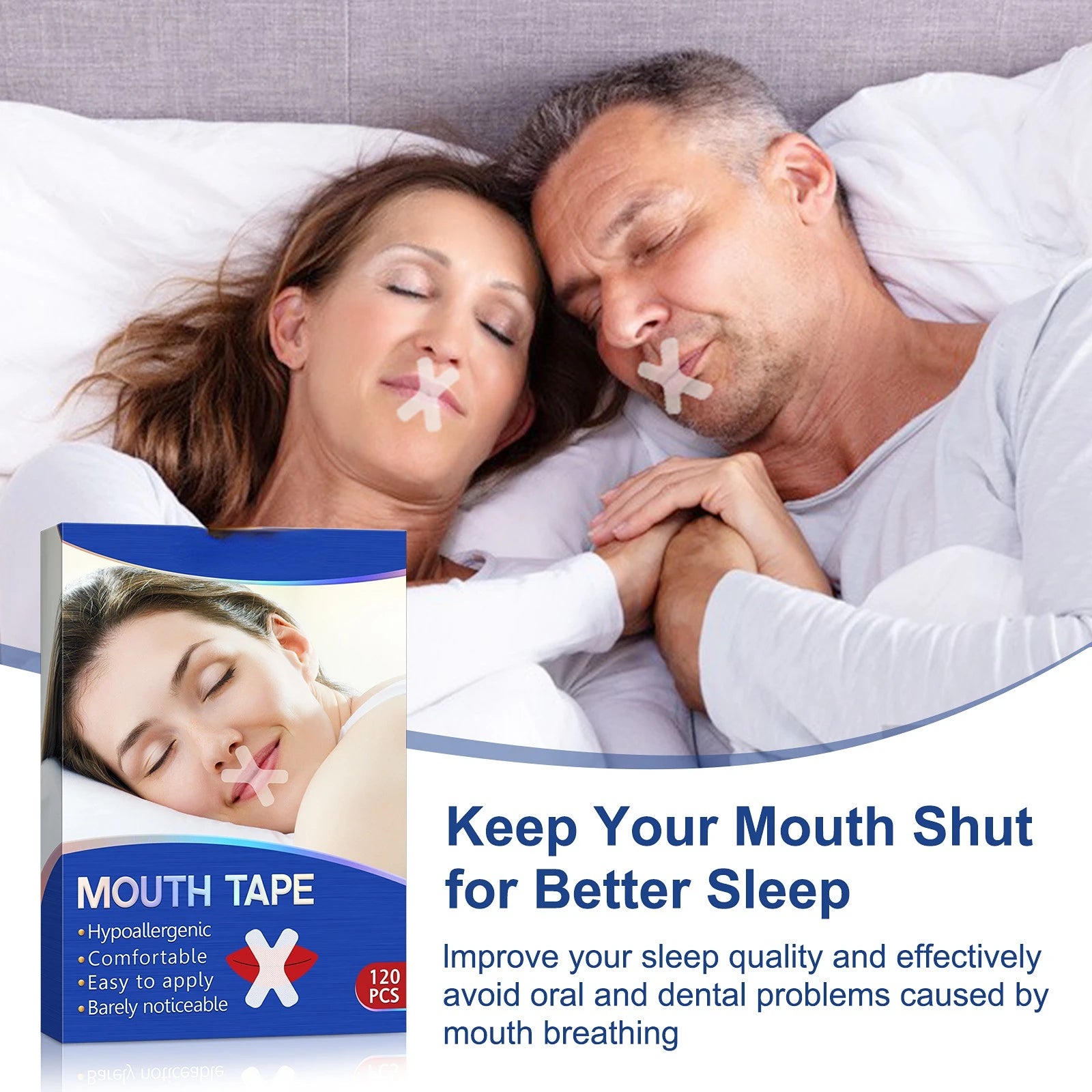 120 bandes de sommeil pour le ronflement, pour une meilleure respiration nasale, un sommeil nocturne amélioré, moins de respiration buccale et de ronflements