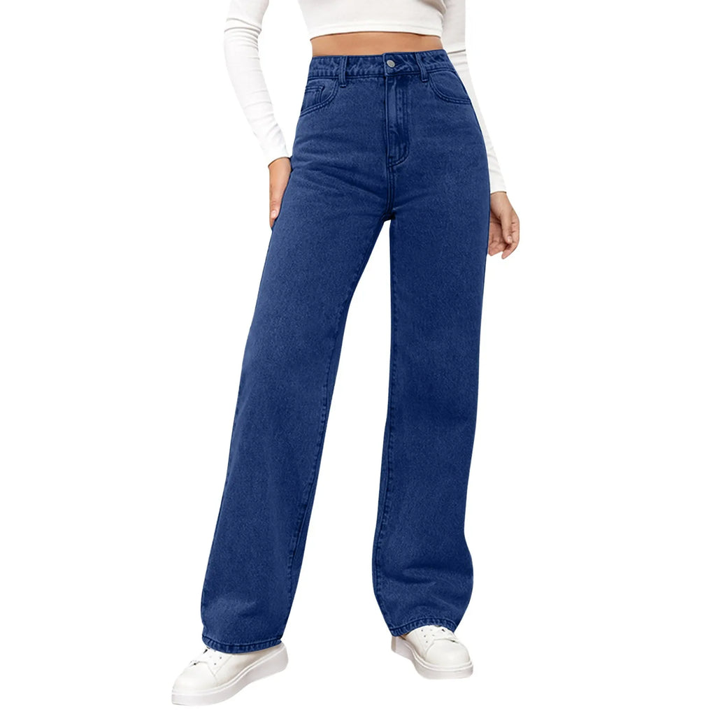 Women's High Waist Washed Women's Jeans Fashionable Versatile Straight Leg Pants Jeans Women Jean Pants Women Jeans Women 2025