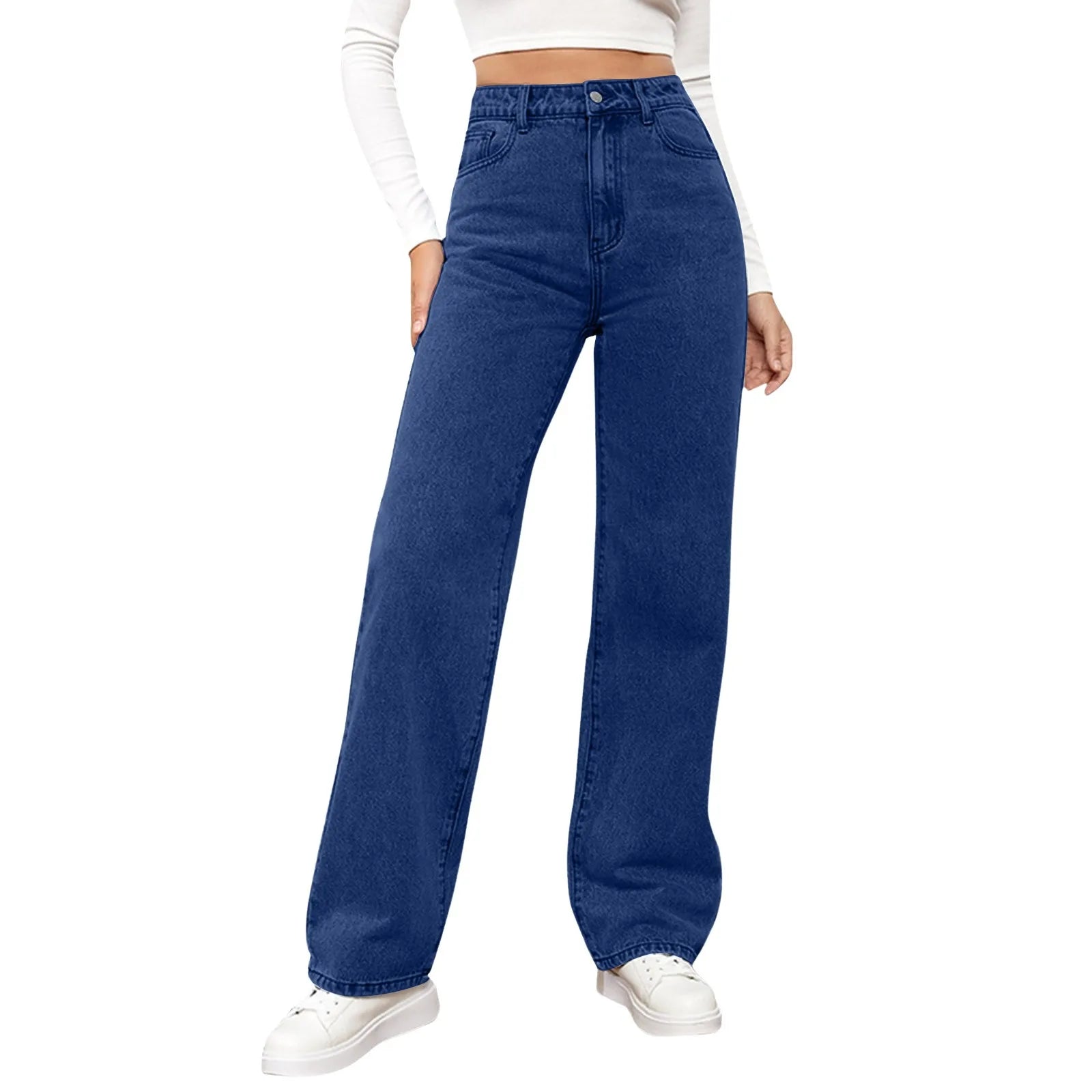 Women's High Waist Washed Women's Jeans Fashionable Versatile Straight Leg Pants Jeans Women Jean Pants Women Jeans Women 2025