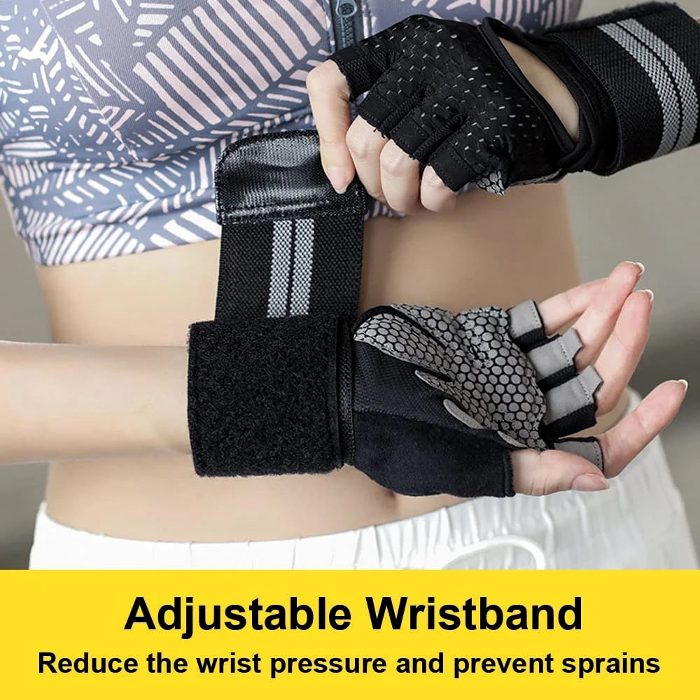 1 Pair Dumbbell Gloves Men Women Weightlifting Crossfit Bodybuilding Workout Sport Gym Training Gloves Non-slip Wrist Protector