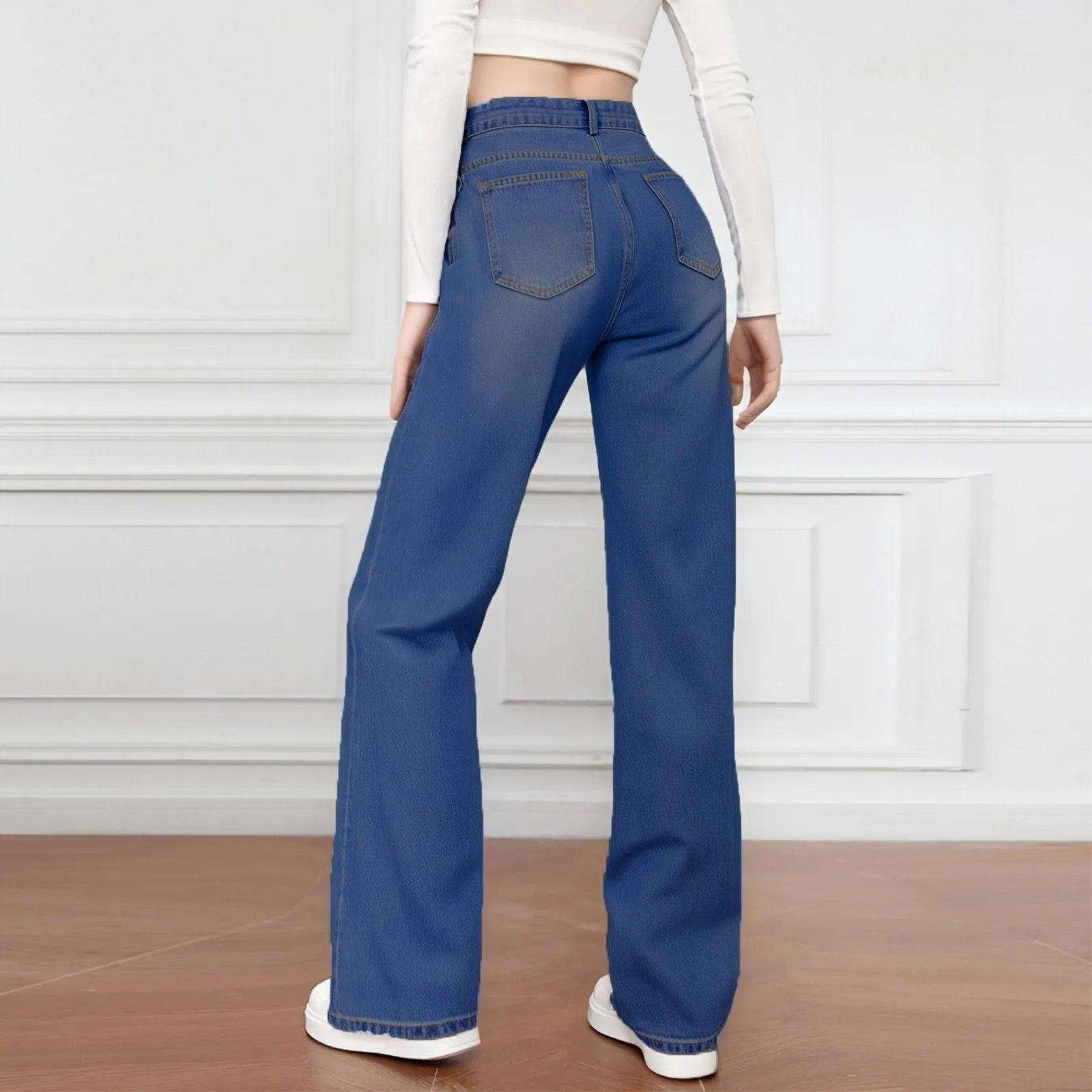 Women's High Waist Washed Women's Jeans Fashionable Versatile Straight Leg Pants Jeans Women Jean Pants Women Jeans Women 2025