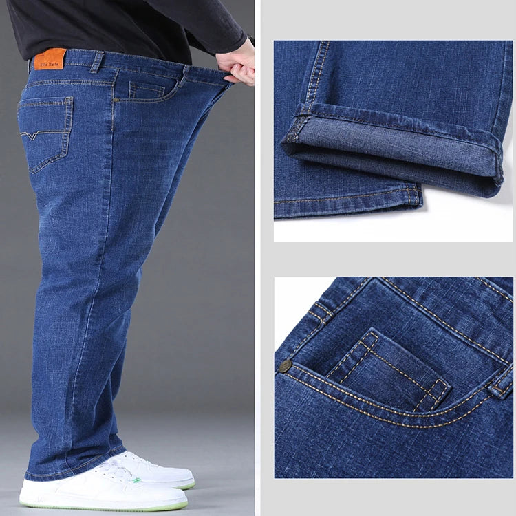 Jeans pour hommes grandes tailles 28-50, tissu denim, pantalons grande taille pour personnes en surpoids de 45 à 150 kg, jeans Hombre, jeans à jambe large, pantalon homme