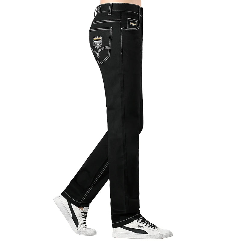 2024 New Summer Mens Black Jeans  Bruce&Shark Best Jeans for Men Loose Fit Cowboy Pants Casual Stretch Cotton  Straight Leg