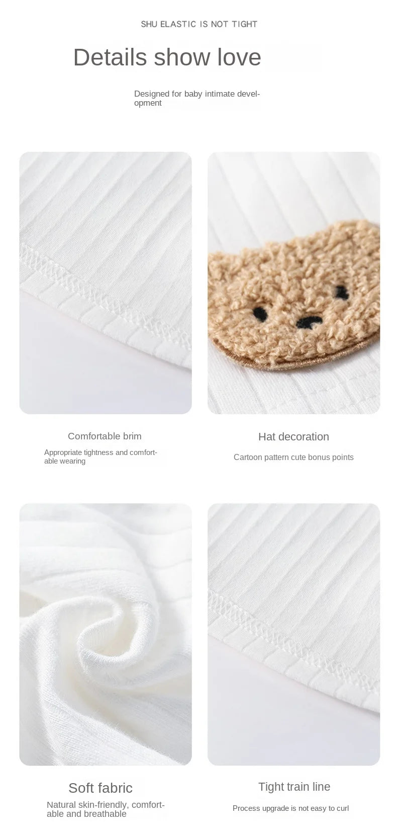 Newborn Baby Hat Spring and Autumn Models 0-3 Months Boy Girls 100% Cotton Fetal Hat Infant Accessories