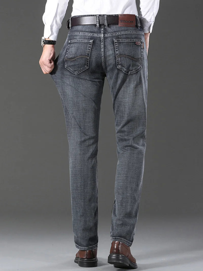 Denim Grey Jeans For Men's High Quality Trendy 2024 New Arrival Casual Versatile Elastic Korea Slim Straight Denim Pants Male